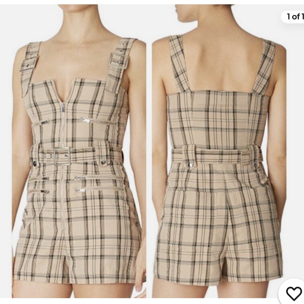 WeWoreWhat plaid moto romper